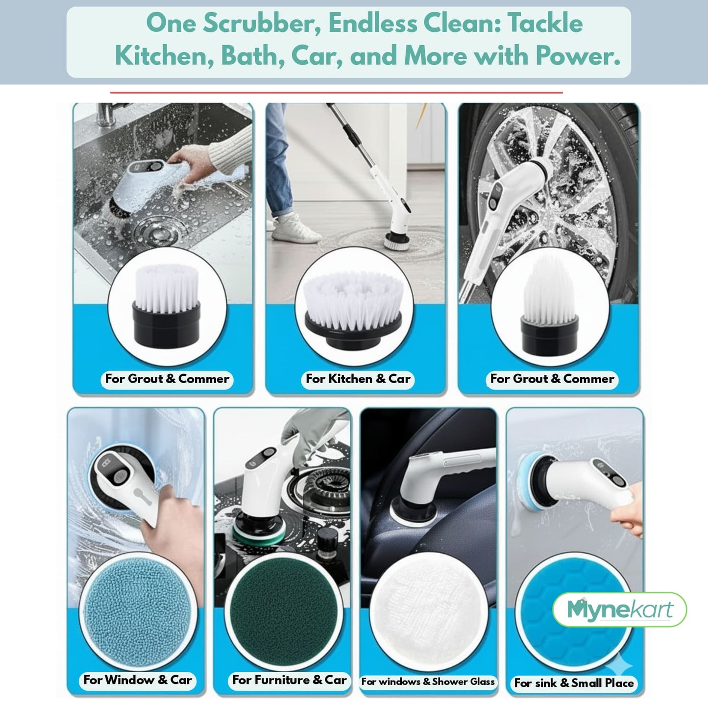 All-in-1 Electric Spin Scrubber Effortless Cleaning