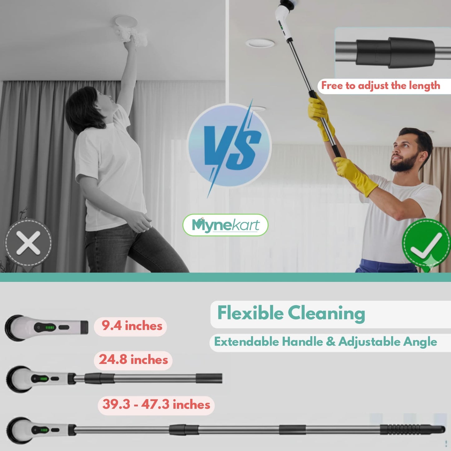 All-in-1 Electric Spin Scrubber Effortless Cleaning